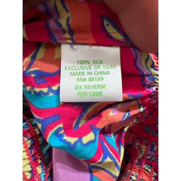 Lilly Pulitzer Womens Silk Retro Seashell Design Balloon Sleeves Blouse Size XS - Picture 9 of 10